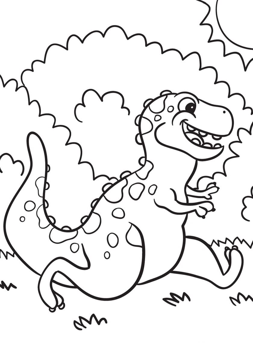 דף צביעה עם דינוזאור מצחיק