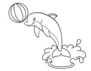 דף צביעה דולפין משחק בכדור