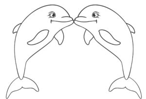 דף צביעה שני דולפינים לצביעה ולהדפסה