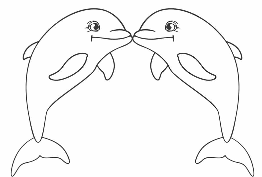 שני דולפינים לצביעה ולהדפסה