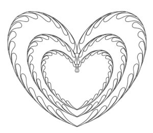 דף צביעה ציור של לב לצביעה ולהדפסה