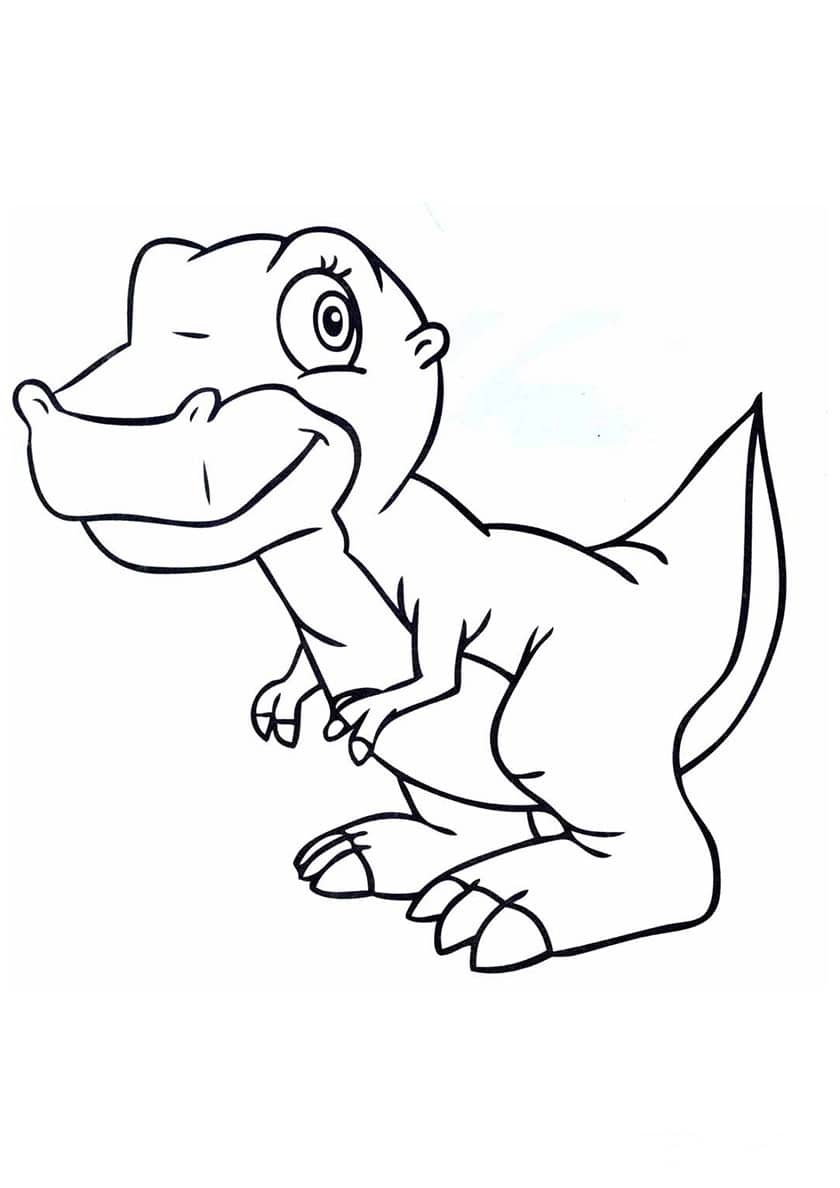 דף צביעה דינוזאור קטן לצביעה ולהדפסה