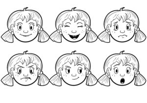 דף צביעה פרצופים של ילדים לצביעה ולהדפסה