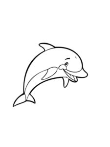 דף צביעה ציור של דולפין לצביעה ולהדפסה