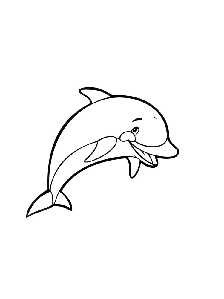 דף צביעה ציור של דולפין לצביעה ולהדפסה
