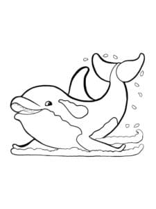 דף צביעה ציור של דולפין לצביעה