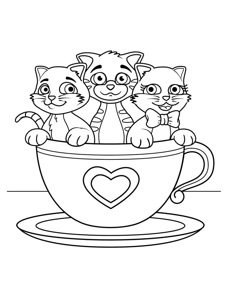 דף צביעה עם שלושה חתולים