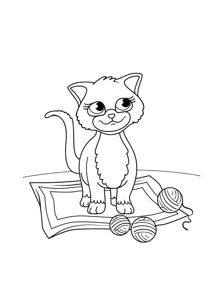 דף צביעה ציור של חתול לילדים קטנים