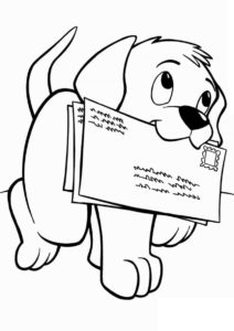 דף צביעה דף צביעה עם גור כלב שמחזיק מכתבים