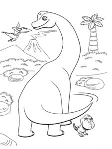 דף צביעה דינוזאורים חמודים לצביעה ולהדפסה