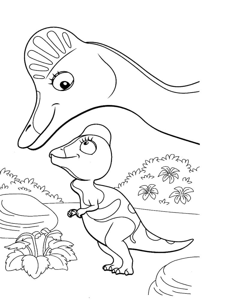 דף צביעה דף צביעה עם אמא ותינוק דינוזאור