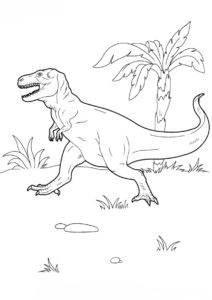 דף צביעה ציור עם דינוזאור