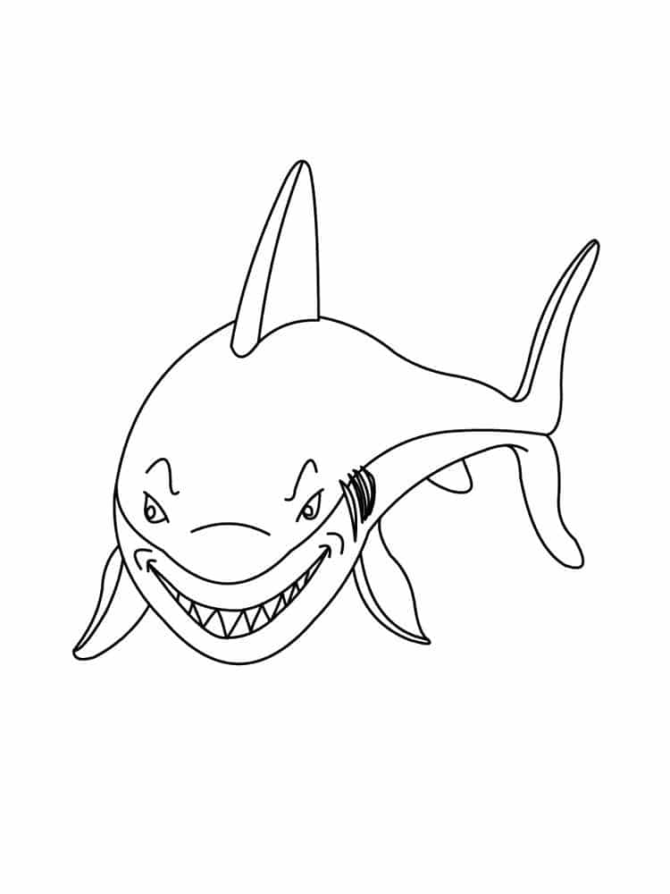 דף צביעה דף צביעה עם כריש מפחיד