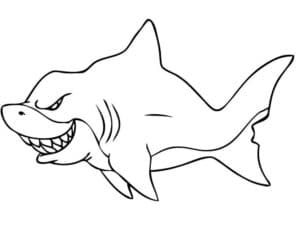 דף צביעה כריש מפחיד לצביעה ולהדפסה