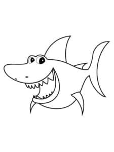 דף צביעה ציור של כריש מצחיק לצביעה ולהדפסה