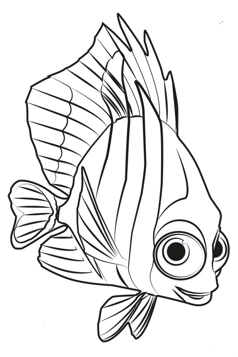 דף צביעה ציור עם דג חמוד לצביעה ולהדפסה