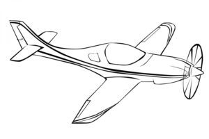 דף צביעה ציור עם מטוס קטן לצביעה ולהדפסה