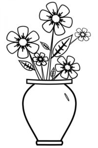 דף צביעה אגרטל עם פרחים לצביעה
