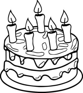 דף צביעה עוגת יום הולדת יפה לצביעה