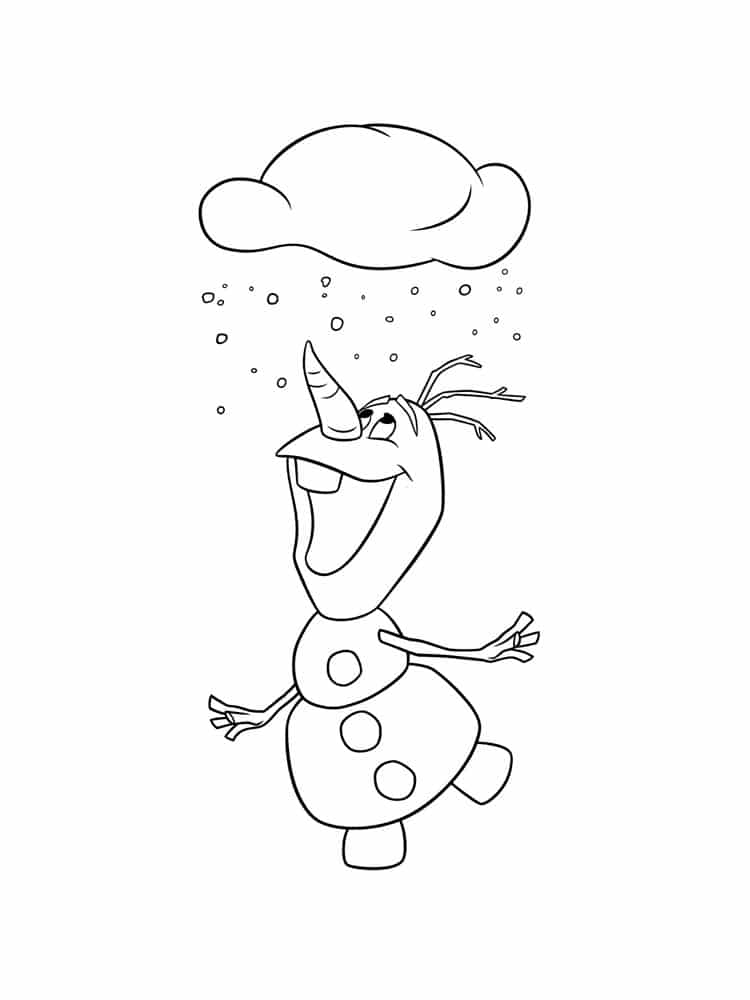 דף מתוק לצביעה של אולף רוקד מתחת לענן שלג