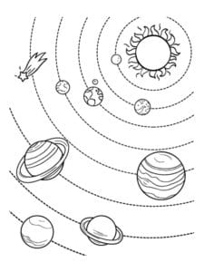 דף צביעה ציור לצביעה של מערכת השמש