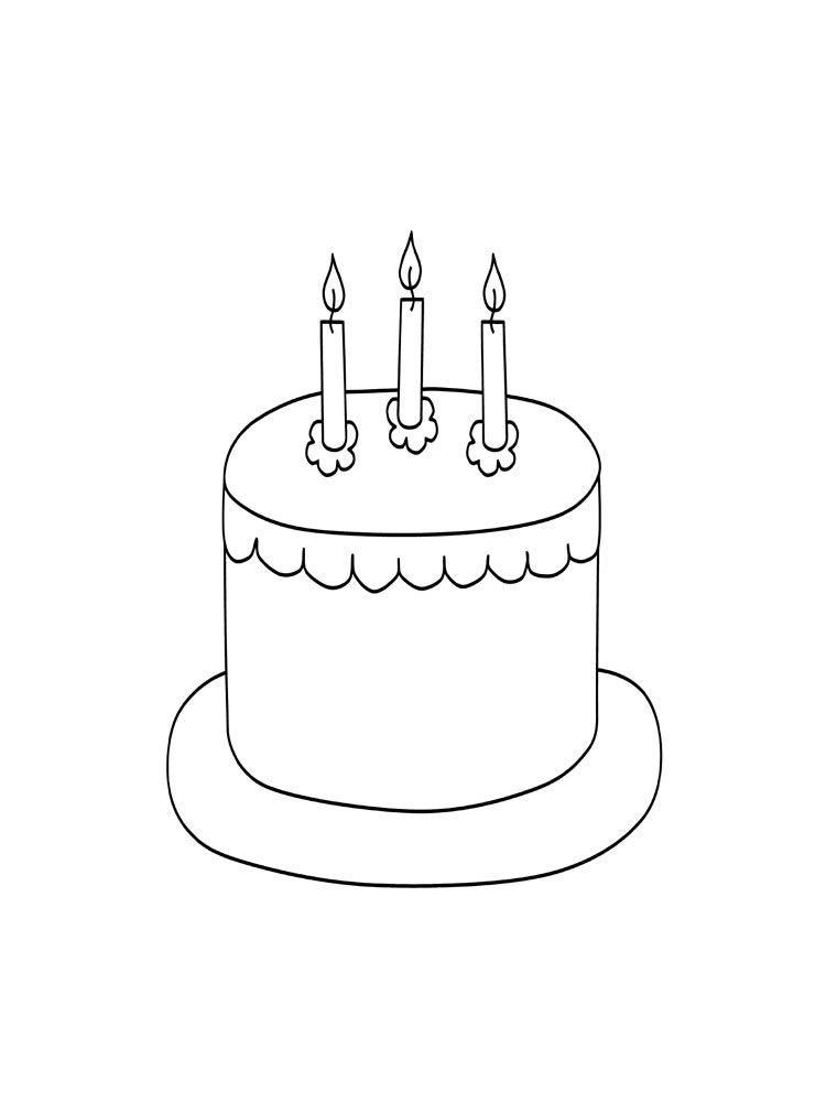 דף צביעה של עוגת יום הולדת פשוטה