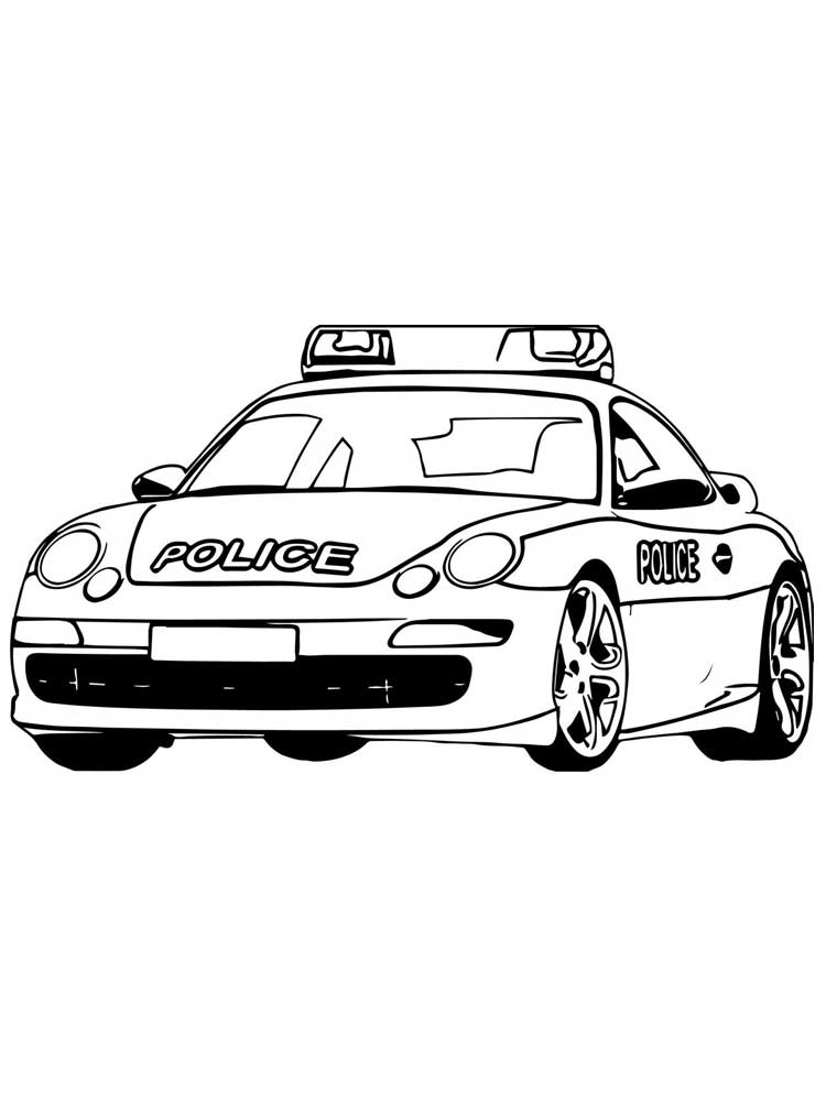דף צביעה ציור של רכב משטרה ואורות מהבהבים לצביעה