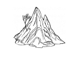 דף צביעה ציור של  הר בודד לצביעה