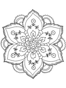 דף צביעה מנדלה בצורת פרח לצביעה