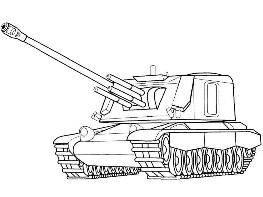 טנק גדול עם תותחים ציור לצביעה