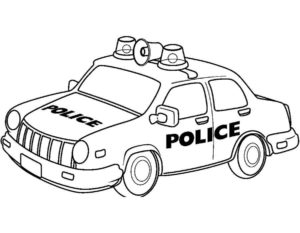 דף צביעה ציור של רכב משטרה עם כיתוב לצביעה