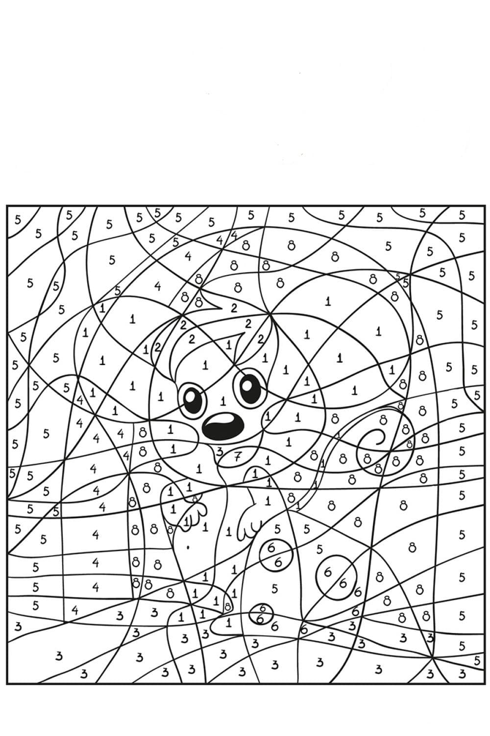 דף צביעה דף צביעה לפי מספרים עם ציור של עכברון חמוד