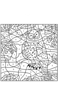 דף צביעה דף צביעה לפי מספרים עם ציור של ינשוף חמוד