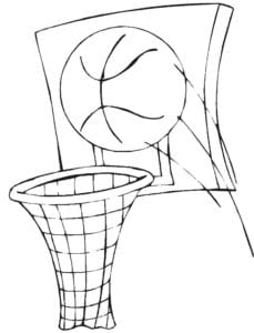 דף צביעה ציור עם כדורסל לצביעה