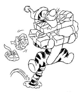דף צביעה ציור של טיגר עם מתנות לצביעה