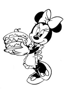 דף צביעה מיני מאוס מחזיקה עוגת יום הולדת יפה לצביעה