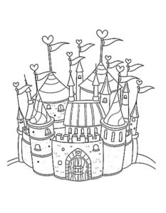 דף צביעה ציור עם ארמון לצביעה  לילדים