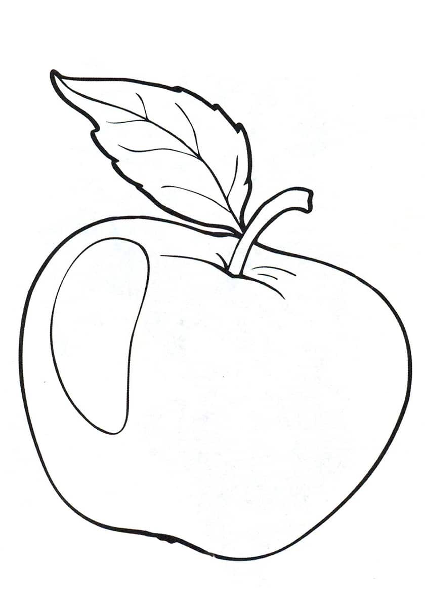 דף צביעה עם ציור פשוט של תפוח