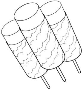 דף צביעה ציור של שלגוני גלידה על מקל לצביעה