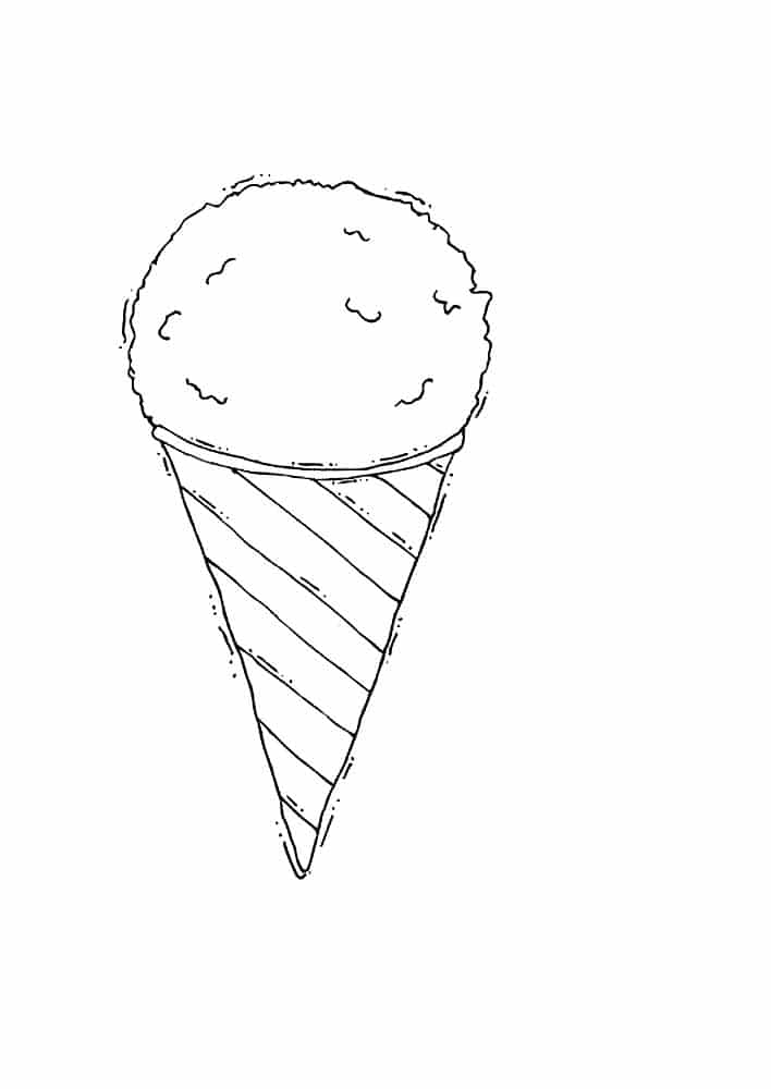 דף צביעה ציור של גביע גלידה לצביעה