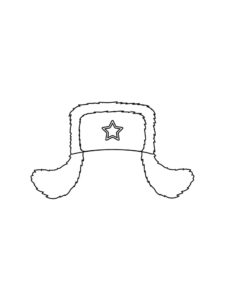 דף צביעה ציור של כובע מחמם לחורף עם כוכב לצביעה