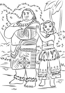 דף צביעה דף צביעה של הנסיכה מואנה עם אביה לצביעה