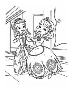דף צביעה דץ לצביעה של הנסיכה סופיה עם חברה בארמון