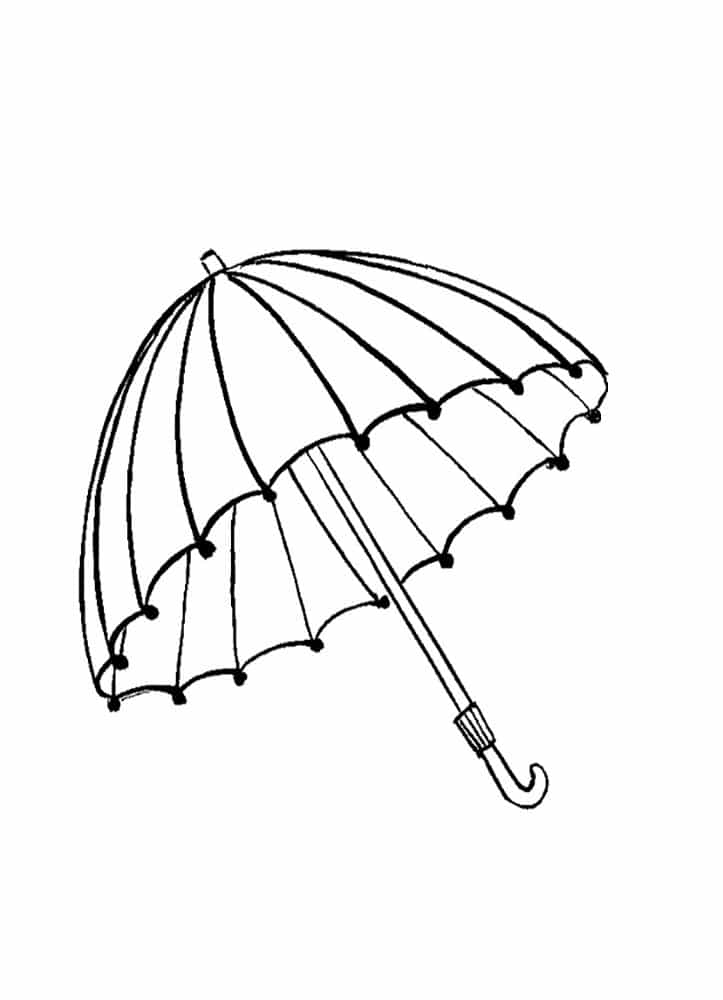 דף צביעה ציור של מטריה פתוחה לצביעה