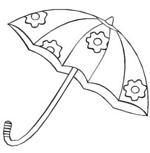 דף צביעה דף צביעה עם ציור של מטריה פרחונית