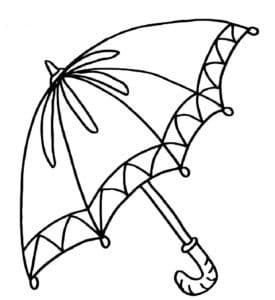 דף צביעה ציור של מטריה מקושטת לצביעה