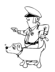דף צביעה דף צביעה עם ציור של שוטר וכלב