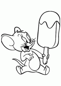 דף צביעה דף צביעה עם העכברון טום מחזיק גלידה