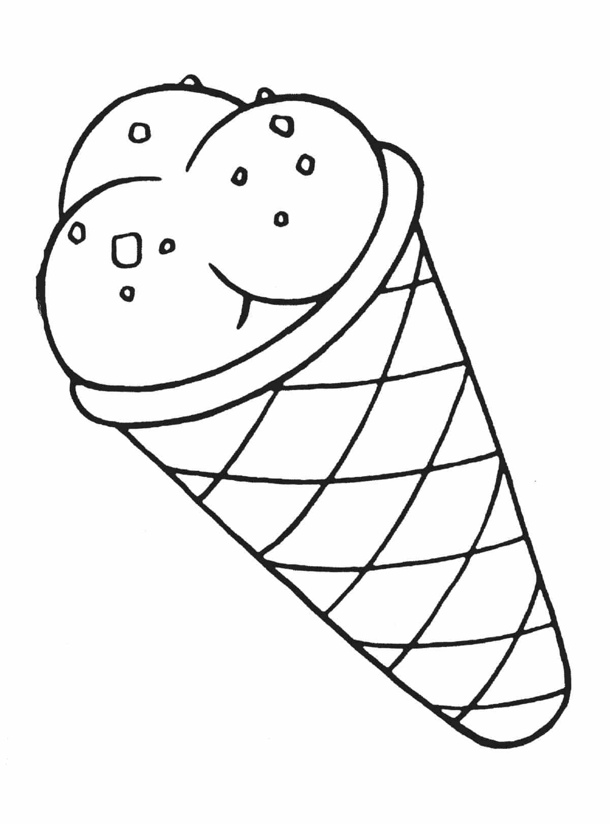 דף צביעה גביע גלידה פשוט לצביעה