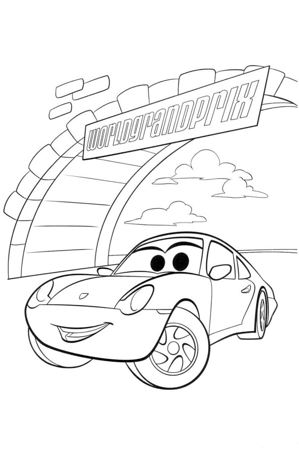 דף צביעה ציור לצביעה של מכונית מהירה מהסרט מכוניות